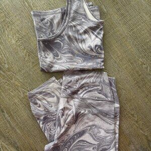 Athleta 7/8 Transcend Tights & Tank, Purple Swirl, Size 2X